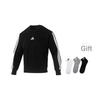 adidas Logo Striped Crew Neck Long Sleeve Sweatshirt Men Sweatshirt Black JE6304