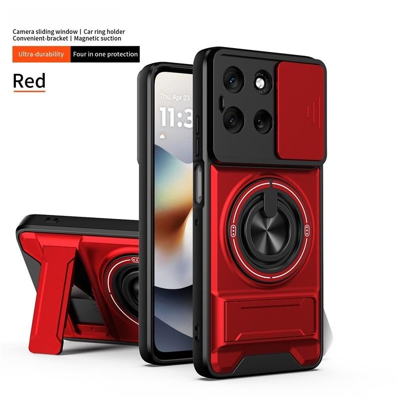 Armor Car Magnetic Ring Case For Motorola Moto G56 G86 G35 G55 G34 G54 G64 G84 G13 G23 G53 Lens Protect Cover Stand Holder Funda