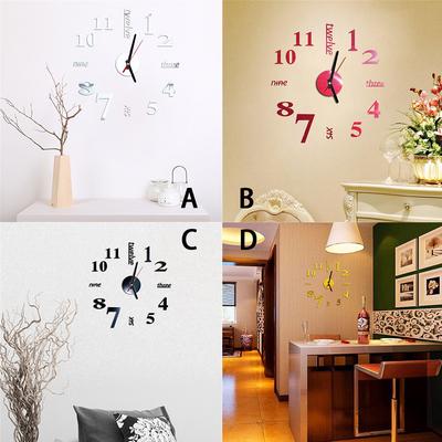 3D DIY Números romanos Acrílico Espejo Etiqueta de la pared Reloj Decoración para el hogar Mural Calcomanías