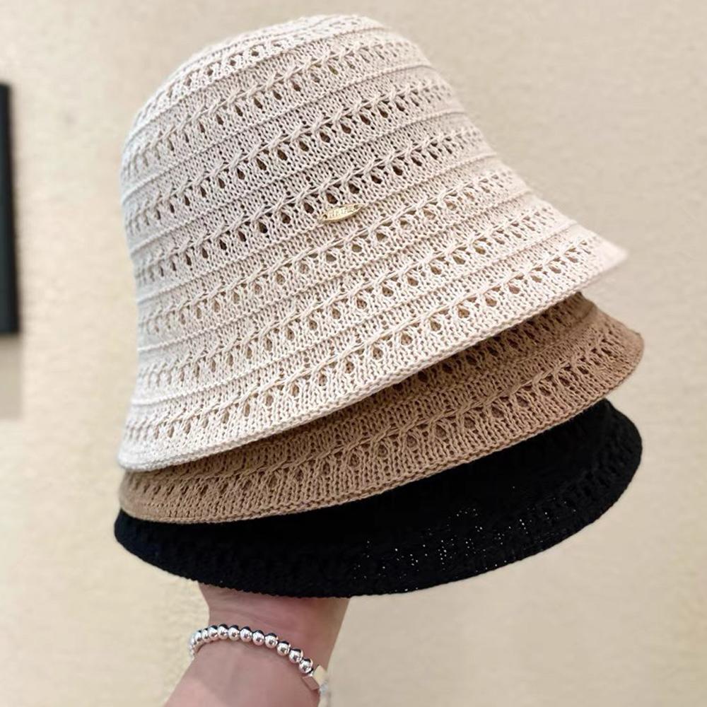Fisherman's Hat Women Crochet Sun Hat  Summer Knitted Hollow Paper Straw Bucket Hat Outdoor Casual Panama Hat Femmal Shade Caps