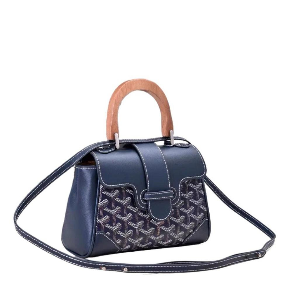 Women's PU Shoulder Bag with Wooden Handle, Crossbody & Handheld Purse