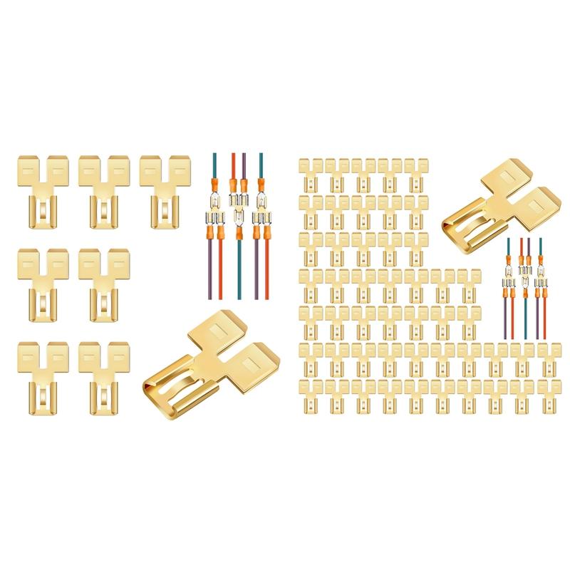 Double Back Spade Connector Quick Disconnect Electrical Two-Way Wire Terminal Adapter Non-Insulated Male Single