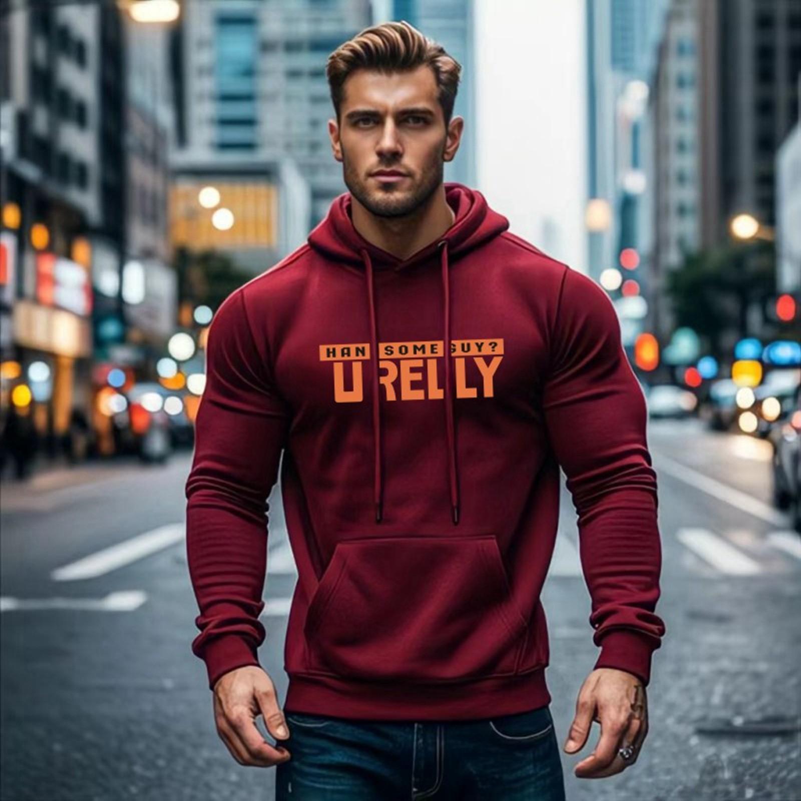 

Мужская повседневная толстовка с капюшоном в стиле колор-блок, длинный рукав, пуловер, толстовка XL винный