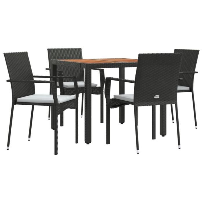 VidaXL Mobilier à dîner de jardin et coussins 5pcs Noir Résine tressée 3184988
