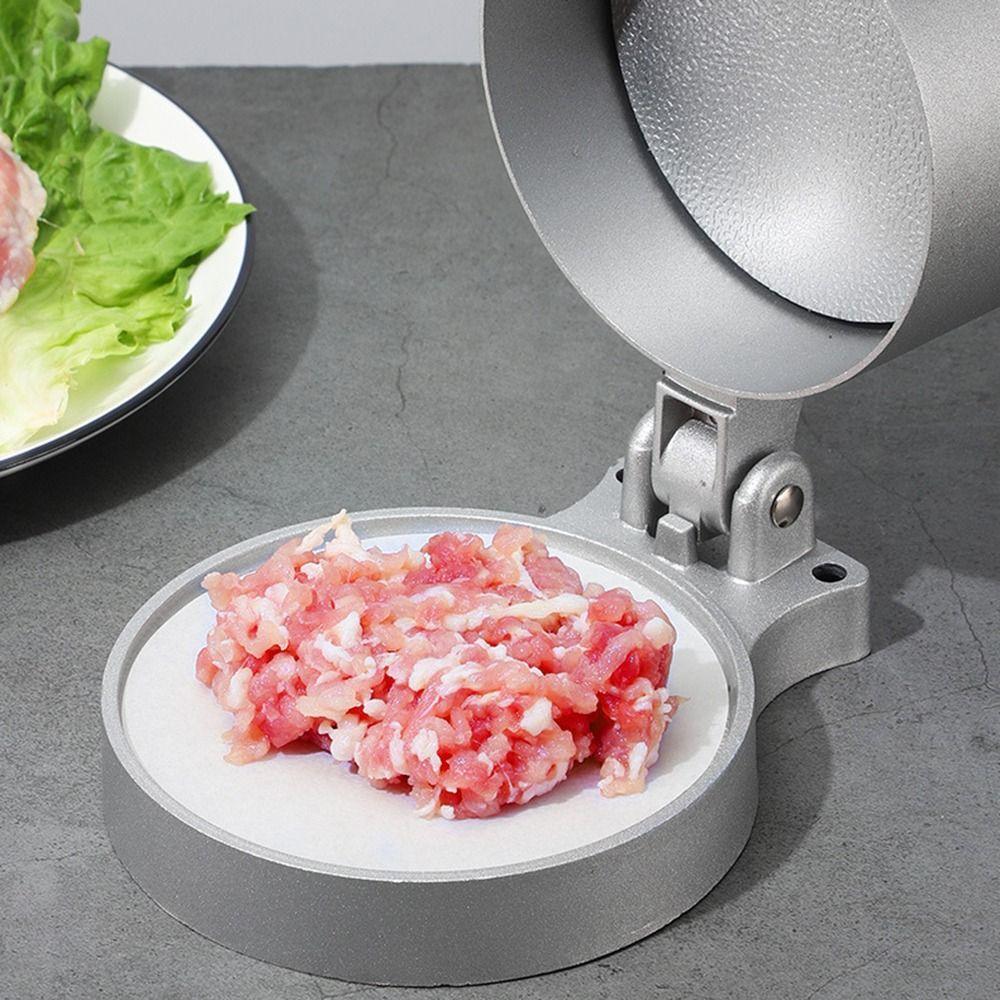 Adjustable Thickness Hamburger Patty Maker Non-stick Surface Aluminum Alloy Material Manual Burger Press Easy To Clean Silver-Style 2