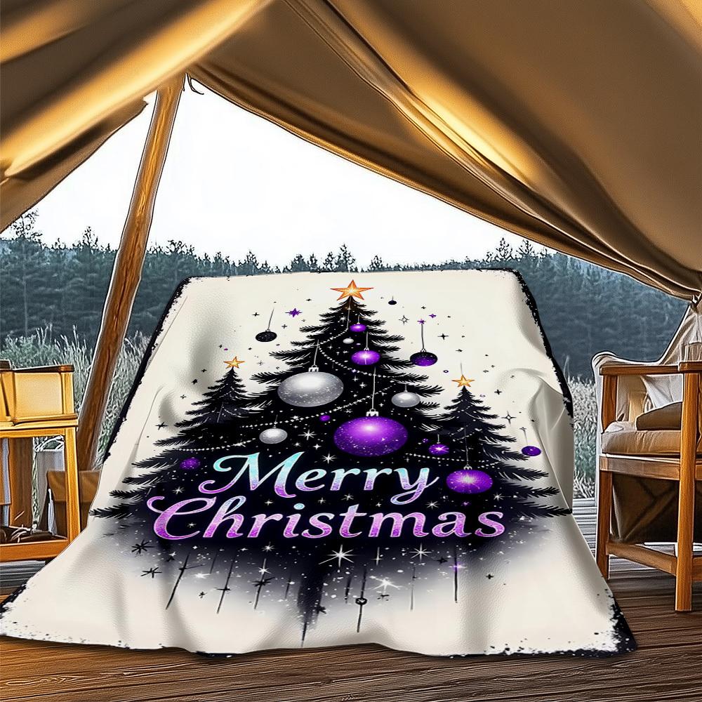 1pc Christmas Decorations Outdoor Soft Polyester Flannel Throw Blanket Versatile for All Seasons , Soft , Cozy , Warm All Season Quilted Throw ,