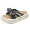 French style with skirt cool slippers women's summer wear 2025 new pearl pleated thick-soled Roman half slippers