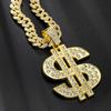 Fashion Hip Hop Dollar Pendant Necklace with 13mm Cuban Chain US Dollar Money Sign Necklaces Rap Rock Punk Jewelry For Man Gift