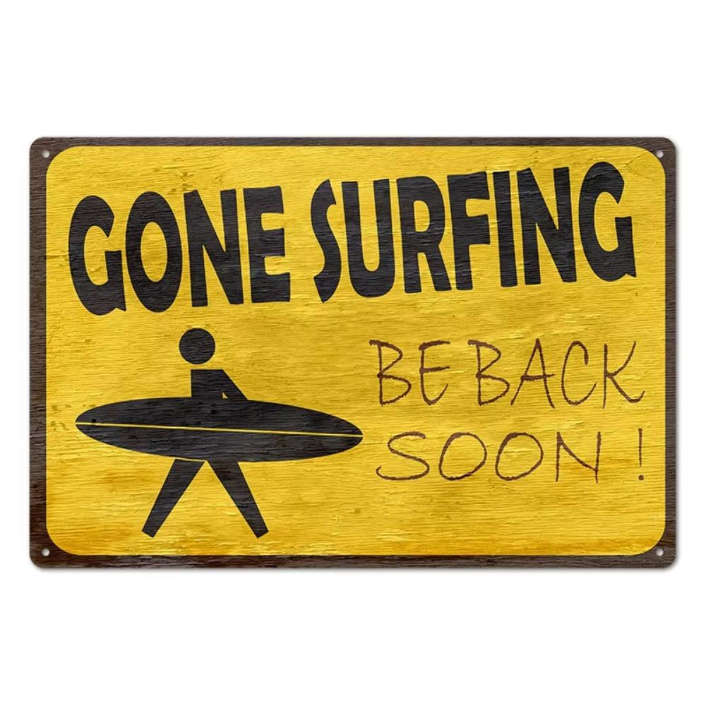 Vintage Tin Art of Summer Surfboards: Ideal for American Bar Backdrops and Home Decor Wall Murals