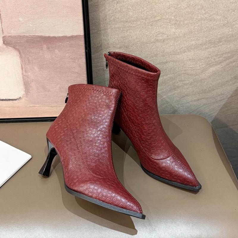 Fashion Banquet Short Thigh Boots Women's Fashion Pointed Toe Rear Zipper Non-Slip Wear-Resistant Slim