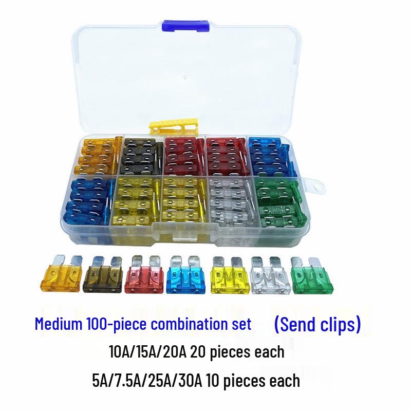Car Fuse Box Set: Blade Fuses In Small, Medium, & Large (1A, 3A, 10A, 15A)