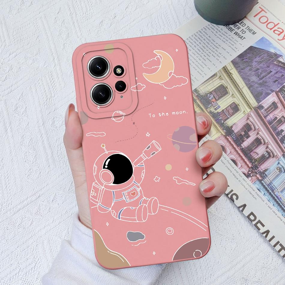 Cases For Xiaomi Redmi Note 12 12S 4G 5G Cute Patterned Liquid Silicone Anti Knock Back Cover For Redmi Note 12 S Funda Bumper