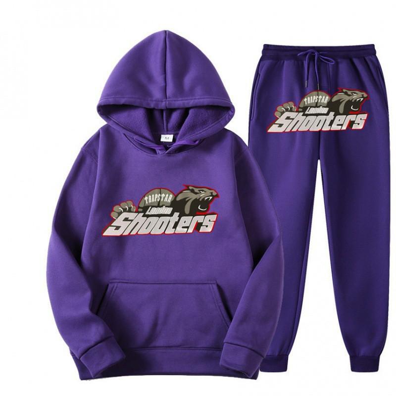 Mens Hooded Streetwear Tracksuit Set - Black Red Tiger Print Long Sleeve Top Jogger Pants Thick Casual Outfit
