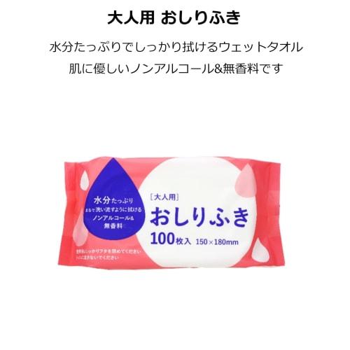 Yamato Bussan Body Wipes for Adults, 100 Sheets, Approx. 15 X 18 Cm, Alcohol-Free, Fragrance-Free, Disposable, for Disaster Preparedness and Care