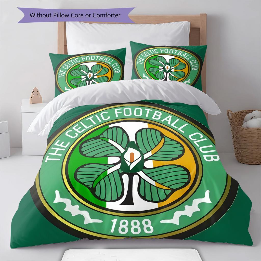 Juego de Funda Nórdica y Colcha del Celtic Football Club Funda de Colcha Funda de Almohada Decoración del Hogar Regalo de Cumpleaños (1 * funda nórdica + 2 * fundas de almohada, sin núcleo)