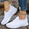 Fashion Breathable Non-slip Flying Woven Shoes, Mesh Shoes, Women's Comfortable Slip-on Lightweight Driving Shoes Soft-soled Comfortable Walking Shoes