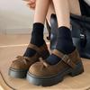 Autumn brown retro thick-soled heightening bow Mary Jane small leather shoes with skirt light-mouth single shoes