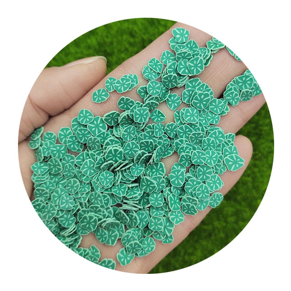 New Arrival 500g/Lot Green Leaves Polymer Clay Slice Soft Clay Sprinkles Nail Art Slime Fillings Craft Artificial Figurine