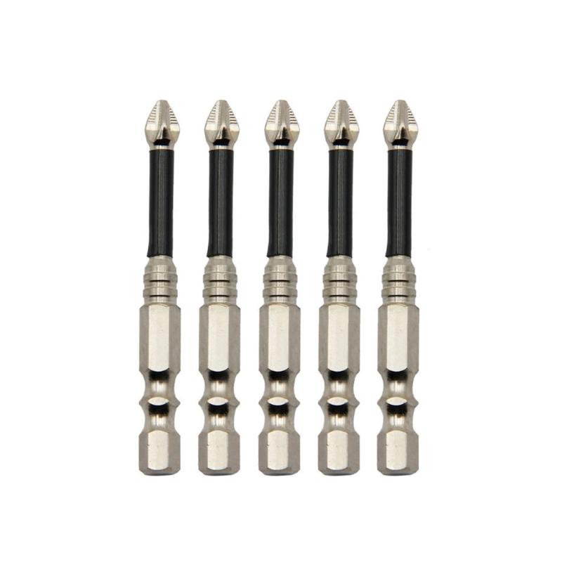5Pcs 50-150mm Crosses Magnetic Screwdriver Bit Alloy Steel AntiSlip Long Drill Bits Impact Resistance Waterproof Bits