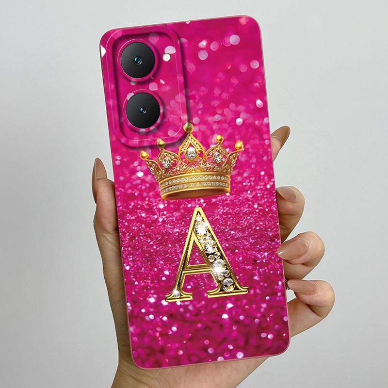 For Vivo Y18 Y18i Y18e Y28s 5G Case Soft Silicone Crown Letter For Vivo Y03 Y03T Case Fundas Coque VivoY03 V2332 Bumper Shells