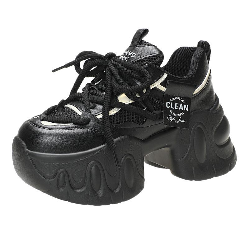 

Versatile niche breathable dad shoes style deep mouth fashion casual shoes platform spring slow people style 39 чёрный