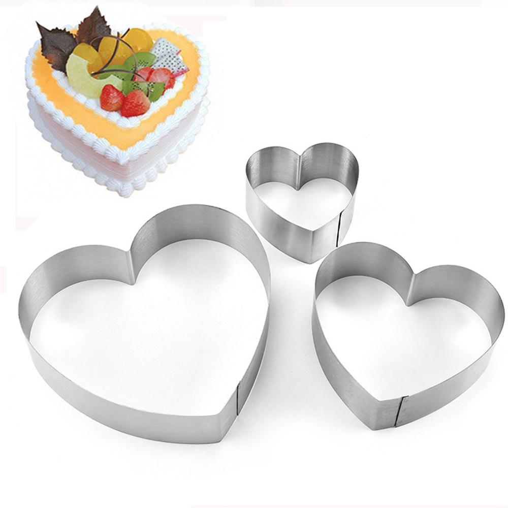 Stahl Herzförmiger Ausstecher Backwerkzeug Backform Kuchenring-Set Pfannkuchenform Tarte-Ring Herz Kuchenform