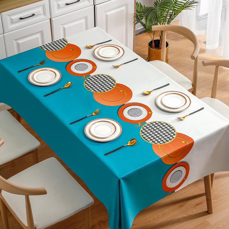 Household Simple Tablecloth Waterproof, Oil-Proof And Anti-Scalding Leave-In Tablecloth Wind Coffee Table Cloth Thousand Bird Grid