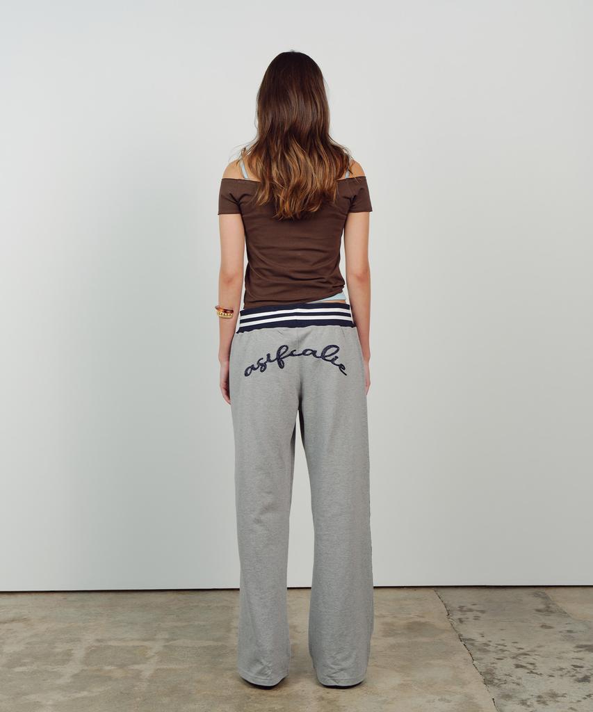 ASIF CALIE Contrast Rib Waist Sweat Pants Melangegray