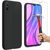 Protective Case - E.F.CONNECTION - for Redmi 9A - Soft Silicone - Tempered Glass - Precise Cutouts