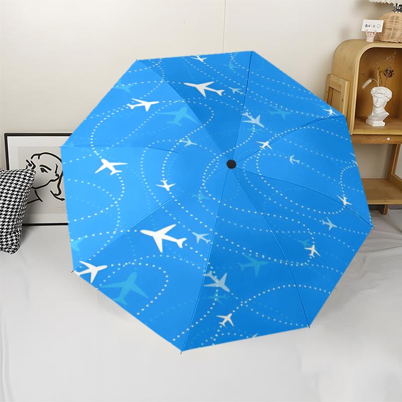 Airplane Theme Automatic Umbrella, Lightweight & Portable, 8 Rib, Perfect for Outdoor Travel, Birthdays, Christmas, Gifts.
