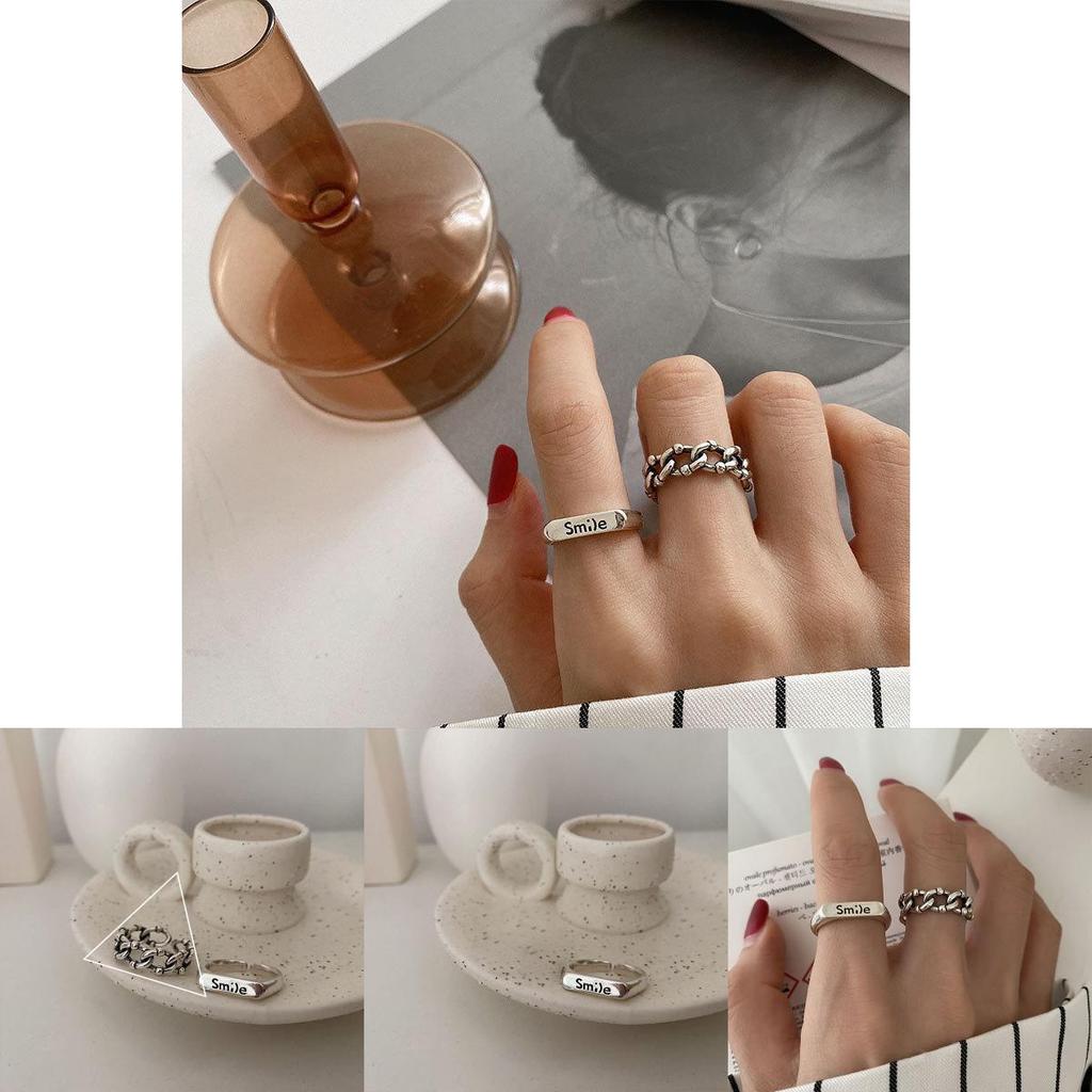 Ins Fashion Inspired Adjustable Open Ring With Charming Chain Design For Womens Wear Casual
