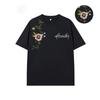 Amerikanische High Street Blumenstickerei Kurzarm Herren Trendmarke Schweres T-Shirt Paar Schwarz High-End Halbarm Oberteil Unisex