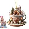 New Easter Tree Ornaments 2D Plane Acrylic Easter Egg Bunny House Coffee Cup Decoration Seasonal Decor Backpack Charm Pendant