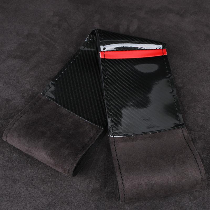 DIY Carbon Fiber Suede Universal Auto Steering Wheel Cover Anti-Slip Sweat-Absorbing Comfort Grip  37-38.5cm Car Interior Decor