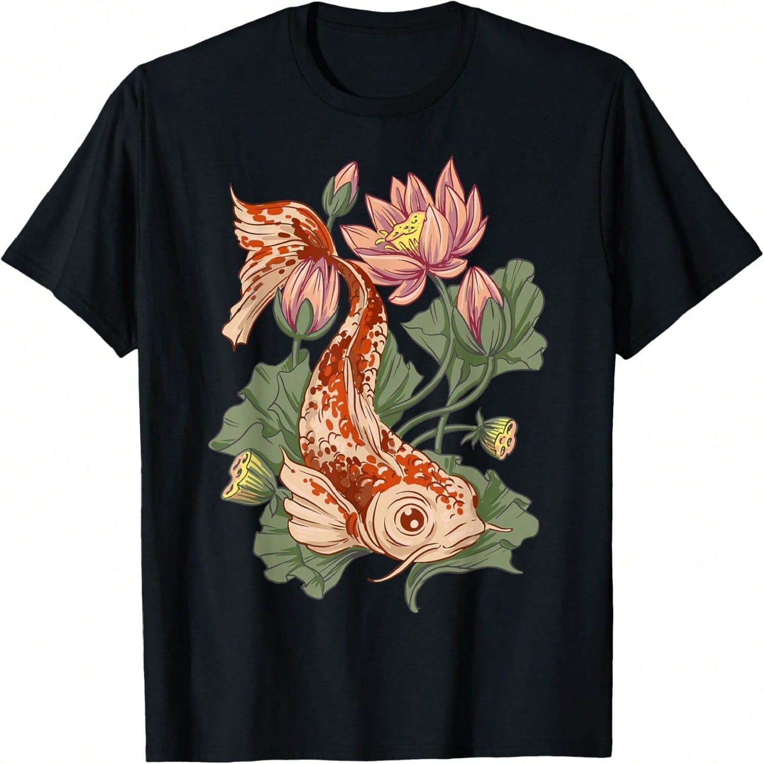 Koi Art Fish Pond Red Flower Koi T-Shirt S разноцветный