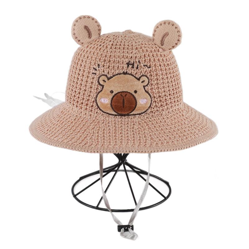 Children'S Sun Protection Hat Summer Cute Bear Ears Bucket Hat Breathable Boys And Girls Basin Hat Cartoon Sun Protection