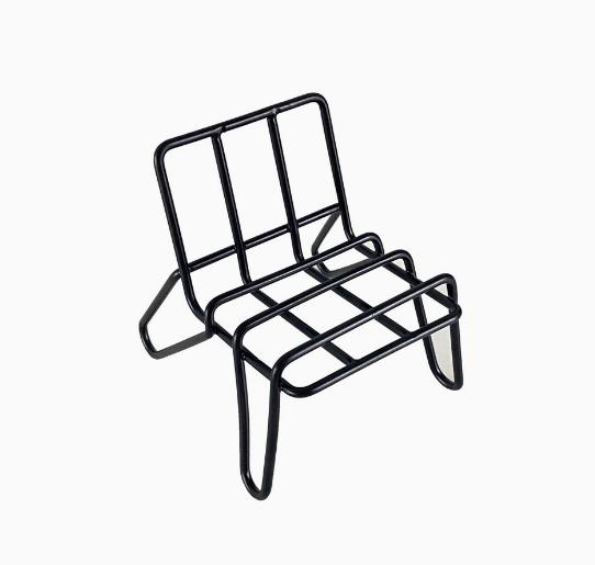 

1pc Ig Style Mobile Phone Holder Black Modern Simple Metal Iron Horizontal Vertical Chair Shape Desktop Mobile Phone Holder