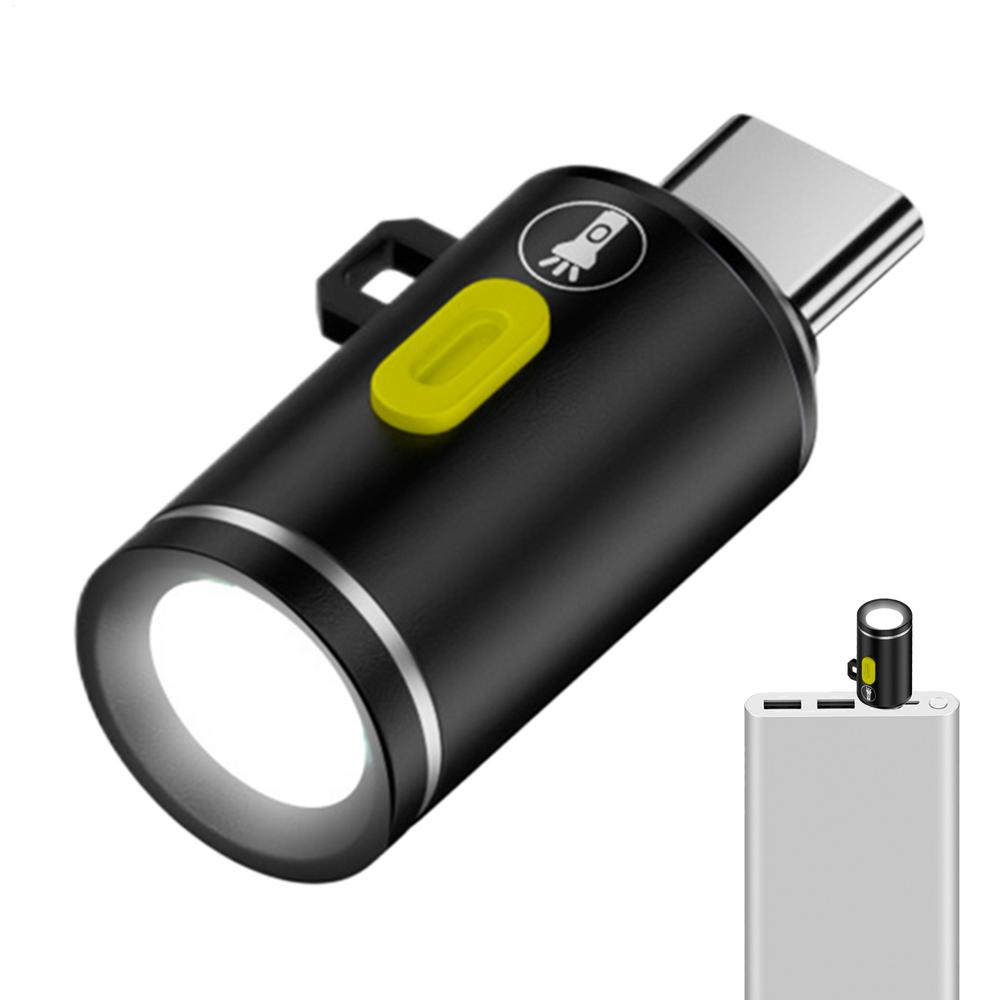 Portable Type-C Mini Flashlight Phone Keychain USB-C Electric Torch Nightlight Table Lamp For Riding Sports Outdoor Camping