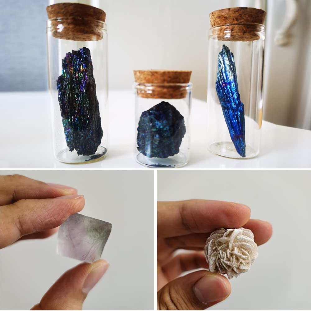HIGHAWK Rock Specimen Natural Stone Glass Cover Ore Dustproof Figurine Ornament Display Specimen Box Table Collection Geological Science Decoration