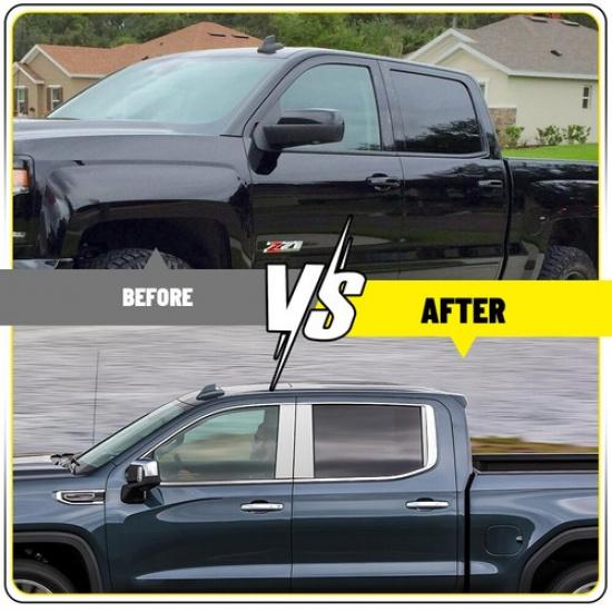 For -2024 Chevy Silverado GMC Stainless Steel Sierra Chrome Pillar Post Trim