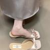 Bow with Fairy French Sandals, Square Head Elegant with Skirt, High Heels, Slippers, Female Summer 2025