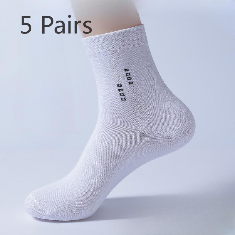 

5 Pairs of Male Spring and Autumn All Kinds of Simple Business Sweat Absorption Breathable Tube Socks 5 Pairs белый