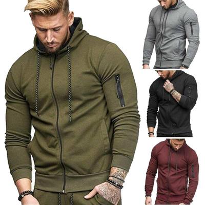 Men Zip Up Hoodie Jacket Sweatshirt Casual Sport Gym Tops Coat Jumper Outwear