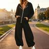 Completo da Donna a 2 Pezzi con Felpa con Zip e Pantaloni Larghi, Tuta Casual Larga per l'Autunno