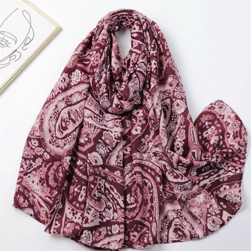 New Fashion Aztec Ethnic Paisley Floral Viscose Shawl Scarf Lady High Quality Wrap Pashmina Stole Bufandas Muslim Hijab 180*90Cm