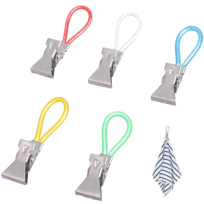 652F 6Pcs Metal Steel Teas Towel Hanging Clip Rusts Resistant Bath Towel Clamp
