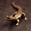Solid Brass Vintage Crocodile Figurine Desktop Decor Collectible Ornament Ethnic Style Home Accessory