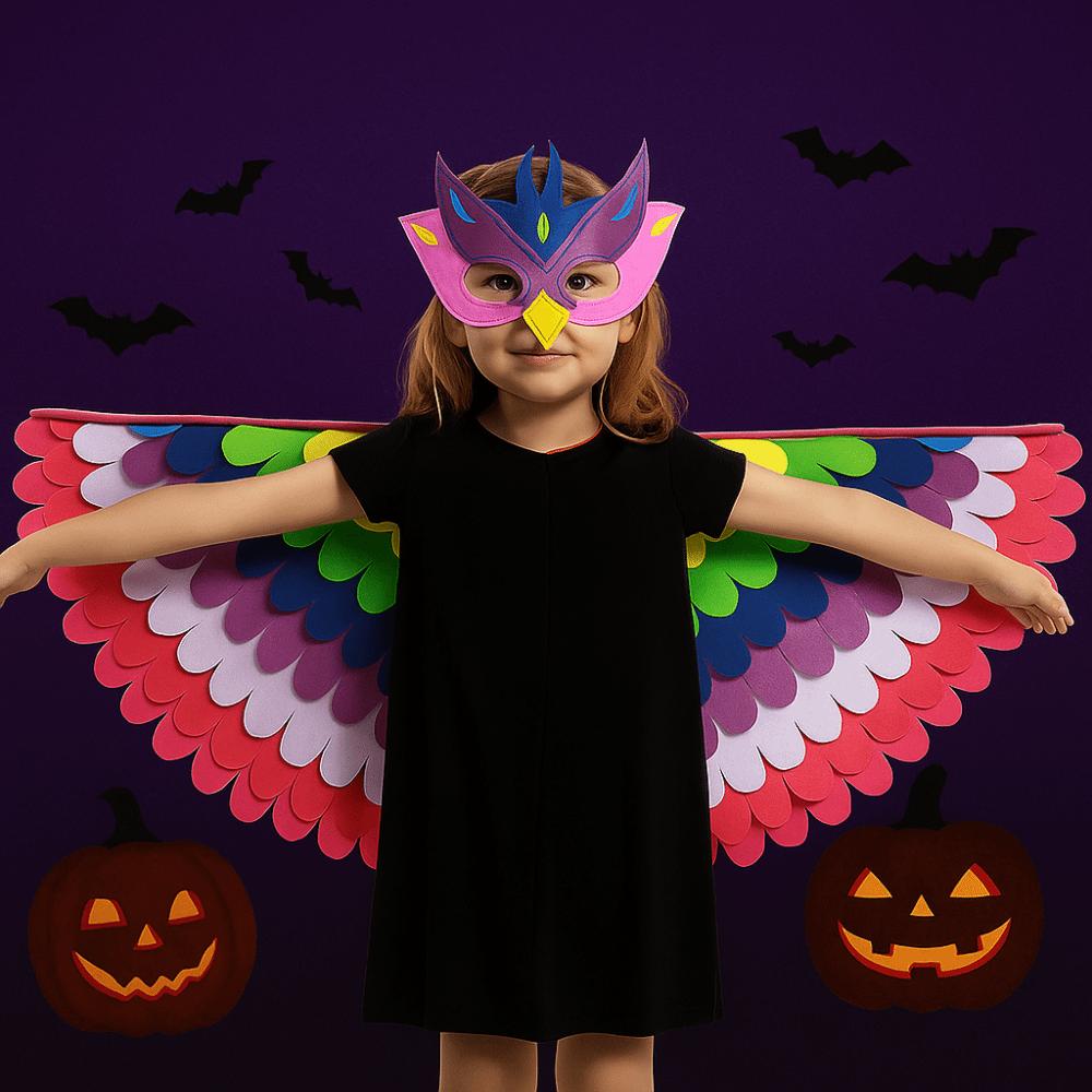 Robe Halloween Cloak with Mask Felt Cloth Cape Mask Set Creative Halloween Children Costume  Party