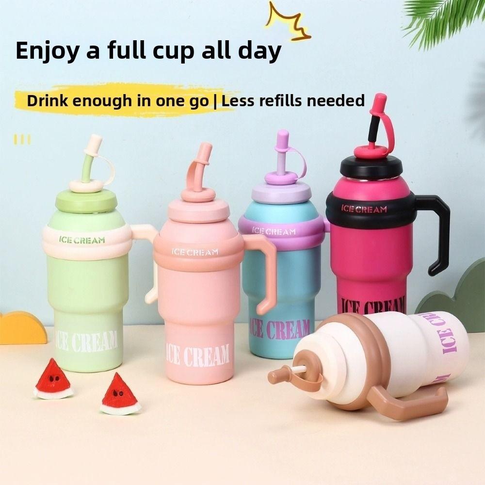 Leak Proof Outdoor Insulated Mug Creative Drinking Straw Cup Cold Beverages Cups  Household
