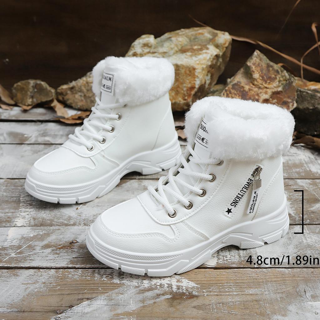 Women's lightweight comfortable cold warm padded snow boots non-slip wear-resistant outdoor casual sneakers high-top Martin cotton boots